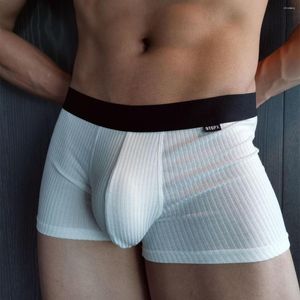 UNDUPTS adam iç çamaşırı seksi boksörler erkekler için modal moda nefes alabilen yumuşak boksör şort u şişkin penis torbası erkek cueca