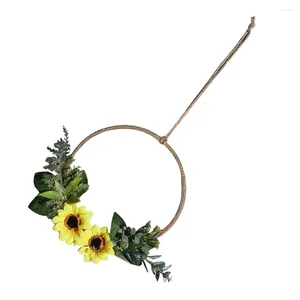 装飾的な花ヒマワリガーランド吊り屋内人工花輪花柄の綿スレッド生まれ