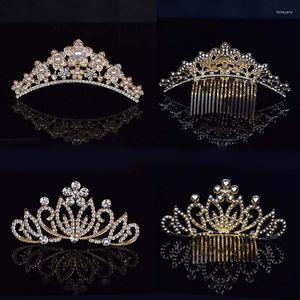 Hair Clips Children Mini Princess Crowns Comb Crystal Bridal Tiaras For Women Girls Rhinestone Pearl Wedding Party Tiara Gift