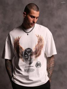 Men's T -skjortor Mens Wolf Letters Print 2023 Skjorta för bomullsut tees Kort ärm tee toppar svarta grå färger