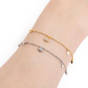 Link Bracelets Bracelet HADIYANA Fashion Pendant Cubic Zirconia Personality Star Shape SL3956 Bridesmaids Gifts