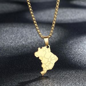 Colares com Pingente QIAMNI Feito à Mão Bandeira do País Brasil Colar Para Homens Mulheres Brasil Mapa HIP Hop Joias Étnicas Collier