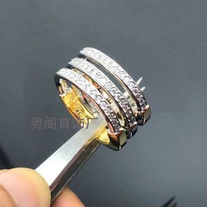 Designer-Marke TFF Lock U-förmige Dual-Farb-Ring-Einzelreihen Diamant Personalisiert vielseitig V Gold 925 Silber plattiert Mode Ornament Womens