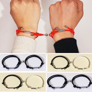 Charm Bracelets 2pcs/set Magnetic Couple For Women Men Romantic Paired Lovers Braclet Braided Adjustable Braslet Valentine's Day Gift