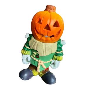 Dekorativa föremål Figurer Pumpkin Ghost Scary Knight Staty Glowing Mini Outdoor Figurine For Garden Patio Lawn Yard Table Lantern Decoration 230809