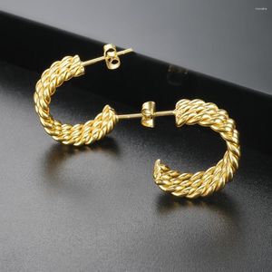 Hoop Earrings Vintage Multiple Layer Twisted Twist Stud 316L Stainless Steel Metal C-shaped Chunky Braided For Women Jewelry