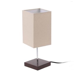 Table Lamps Modern Cloth Art Wood Desk Light Lamp Square Beside College Coffee Shop Bookcase Dresser Night