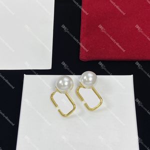 Luxury Pearl Stud Women Designer Letter Ear Loop Gold Hoop Earrings for Ladies Wedding Accessories