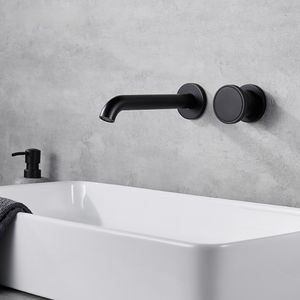 Rubinetto per lavabo da bagno nero Rubinetto per lavabo in ottone cromato per lavabo caldo e freddo Miscelatore per vasca da bagno in oro spazzolato a parete Rubinetto canna di fucile