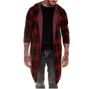 Suéteres masculinos casaco longo homens gótico trincheira cardigan fino manto suéter com capuz de malha xadrez moda jaqueta outono steampunk 230808