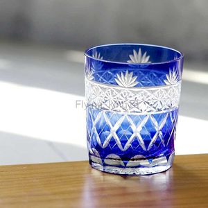 Blue Whiskey Water Vodka Glasses Japan Edo Kiriko Glass Hand Cut To Clear Crystal Wine Glass Cup Drinking Drinkware 10oz/300ml HKD230809