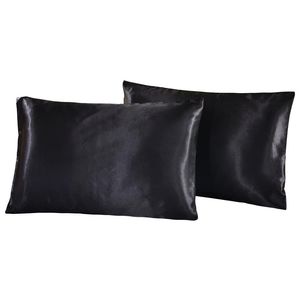 USA: s Storbritannien Ryssland Storlek 2st 1Pair Pillow Case Satin Solid Color Silk Pillow Case Pillow Shams Twin Queen Cal-King 7 Colors294y