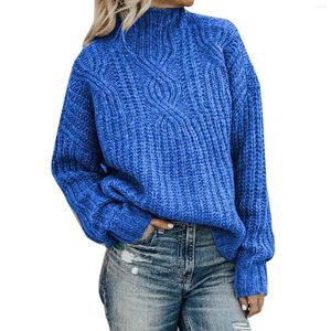 Kvinnors tröjor faller och vinter turtleneck fast färg stickad stängningshylsa lämplig randig knappdetalj Sweatshirt Angle Zip Hoodie