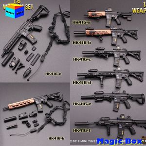 Military Figures Minitimes Mini HK416 1 6 Scale M4 Assault Rifle Soldier Military Weapon Gun Full Set Model Toy Accessories For 12" Action Figure 230808