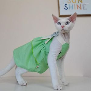 Fantasias de gato Roupas sem pelos de verão Vestido de princesa de puro algodão Acessórios Esfinge Vestidos de gatinho