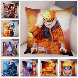 Japan Anime Cartoon Naruto Pillow Case Cushion Cover för soffan Hembil 45 45 cm Decor Super Soft Short Plush Pillow Case Covers2189