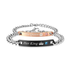 Charm Bracelets Fashion Her King and His Queen Couple For Women Men Beast Beauty Personalizado Bangle Jewelry Gift Drop Delivery Dhnr4