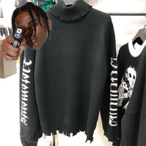 Herrtröjor veter gotiska hoodie män kvinnor ärmar vävda vita bokstäver märke Vetements Turtleneck VTM Sweatshirts 230809