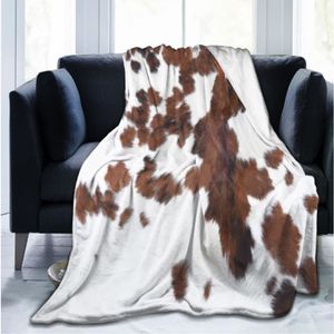 Blankets Brown Cow Fur Print Blanket Soft Cow Skin Print Throw Blankets Fleece Blanket Cow Pattern Blanket for couch Farm Animal Blanket 230809