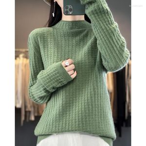 Women's Sweaters Sweater For Women Autumn And Winter Fashion Waffle Pattern Clothing Pure Wool Knitted Pullover Soft Warm Loose Top