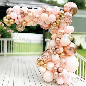 Inne imprezy imprezowe zapasy Macaron Balon Garland Arch Zestaw Folia Metal Rose Gold Confetti Baby Shower Wedding Wesele z okazji urodzin