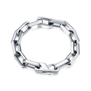 Casting Chunky Long Box Link Chain Stainlness Steel Circular Chain Bracelet Bangle High Polished Jewelry For Mens Women 9.5mm 7.87inch 42g Weight