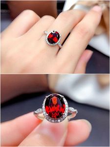 Cluster Rings Chic Red Crystal Ruby Gemstones Diamonds For Women White Gold Silver Color Fine Jewelry Bague Bijoux Fashion Accessories