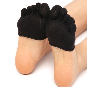 Damensocken, 1 Paar, Halbfinger-Vorfuß-Zehensocke, offene Baumwolle, Sommer, atmungsaktiv, rutschfest, unsichtbar