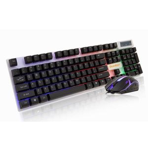 hot sell 8310 gaming keyboard mouse combos wired for desktop laptop computer with single rainbow backlit with pack