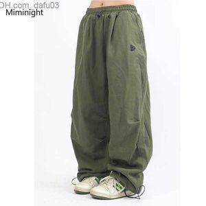 Kvinnor Pants Capris Harajuku Cargo Parachute Pants Women's Japanese Style Gorpcore Wide Leg Jogger Hip Leather Bag Vintage Loose Sweatpants Byxor Z230809