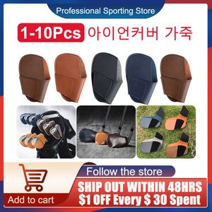 Other Golf Products 1-10 Pcs Golf Iron Club Head Cover Rod Head Protective Case PU Leather Wedges Covers Golf Sporting Accessories Putter Protector 230808