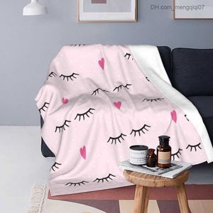 Blankets Swaddling Cute Closed Eyes Plush Blanket Cartoon Beauty Eyelash Fun Throwing Blanket Home Hotel Sofa 100 * 130cm Double Large Z230809