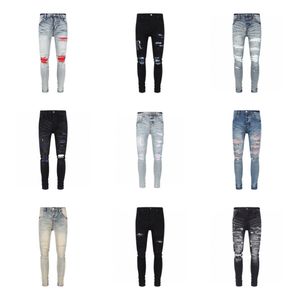 Luxurys designers jeans nödställda Frankrike mode pierre rak mäns cyklist hål stretch denim casual jean män mager byxor elastici30-40