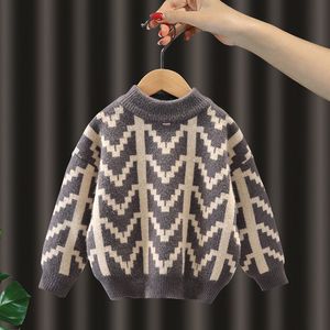 Pullover Boys Sweater 2023 Autumnwinter's Children's Fashion Shicked Round Rece Corean step