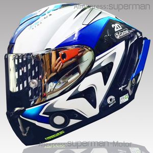 Full Yüz Shoei X14 Mavi HP4 Generatio Motosiklet Kask Anti-Fog Visor Adam Binicilik Araba Motokros Yarışı Motosiklet Motosiklet Kask Not-Original Helmet