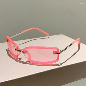 Sonnenbrille Designer Y2K Quadratische Frauen Vintage Mode Sonnenbrillen für Männer Trendy Punk Pink Candy Farbtöne UV400