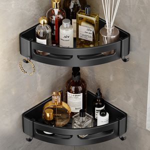 Bathroom Shelves Shelf Corner Space Aluminum Triangle Basket Shower Room Storage Rack Wall Mounted 230809