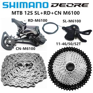 自転車derailleurs shimano deore m6100 mtbグループセット12速度右シフトレバーダボCNM6100チェーンrdサンシャインカセット11t 50t 52t 230808