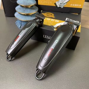 Hårtrimmer Lence Pro Barber Hair Clipper Cordless Zero Gapped Trimmer Men Professional Electric Metal Hair Cutting Machine Borstless Motor 230808