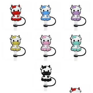 Cannucce Cute Cow St Er Topper Sile Accessori Charms Tappo antipolvere riutilizzabile a prova di spruzzi Decorativo Fai da te Your Own 8Mm Drop Delivery Hom