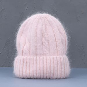 Beanie Skull Caps Female Cashmere Blend Winter Hat Long Fur Warm Soft Wool Knitted Hat Skullies Beanies Wholesale 230808