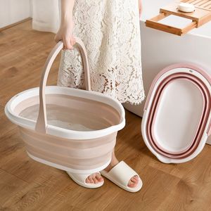 Storage Baskets Foldable Dirty Laundry Basket Outdoor Clean Bucket Plastic Clothes Box Sundries Container Bathroom Organizer Accessories 230808
