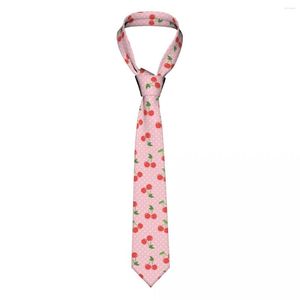 Bow Ties Pink Heart Cherry -slipsar unisex polyester 8 cm röd frukthals slips för män avslappnad smal daglig slitage kravat kontor