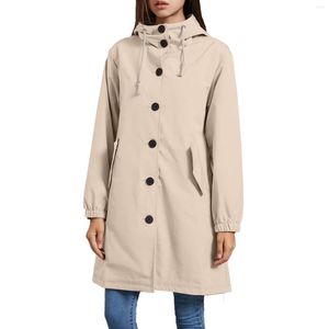 Kvinnorjackor faller och vinterhuven Casual Long Solid Color Coat Outdoor Vest Women Western Wear Womens Hoodie Jacket för