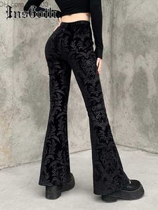 Women's Pants Capris InsGoth Retro Gothic Printed Black Pants Gothic Harajuku High Waist Flash Pants Gothic Aesthetics Punk High Waist Women Trauthers Z230809