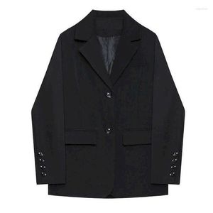 Costumes pour femmes UNXX gris Blazer manteau femmes coréen décontracté ample automne surdimensionné simple boutonnage col rabattu à manches longues costume veste