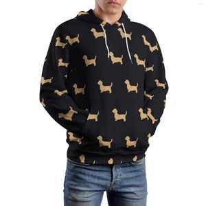 Erkek hoodies altın köpek baskı sıradan erkekler eğlenceli hayvan klasik kazak hoodie bahar uzun kollu estetik desen sweatshirtler büyük boyut