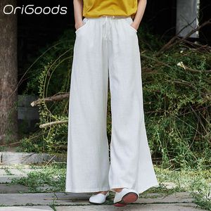Women's Pants s OriGoods Summer Linen Wide Leg for Women Natural Soft Fabric Elegant Trouser Casual Skirt B056 230808