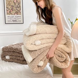 Blankets Winter Lamb Fleece Blanket Thick Bed Blanket Double Layer Home Warm Sherpa Soft Sofa Cover Throw born Wrap Kids Bedspread 230809