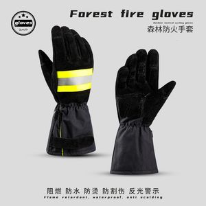 Luvas sem dedos Luvas retardadoras de fogo Homens de trabalho Anti-queimadura Resgate de emergência Espessado antiderrapante Treinamento de exercícios Preto Longo 230808